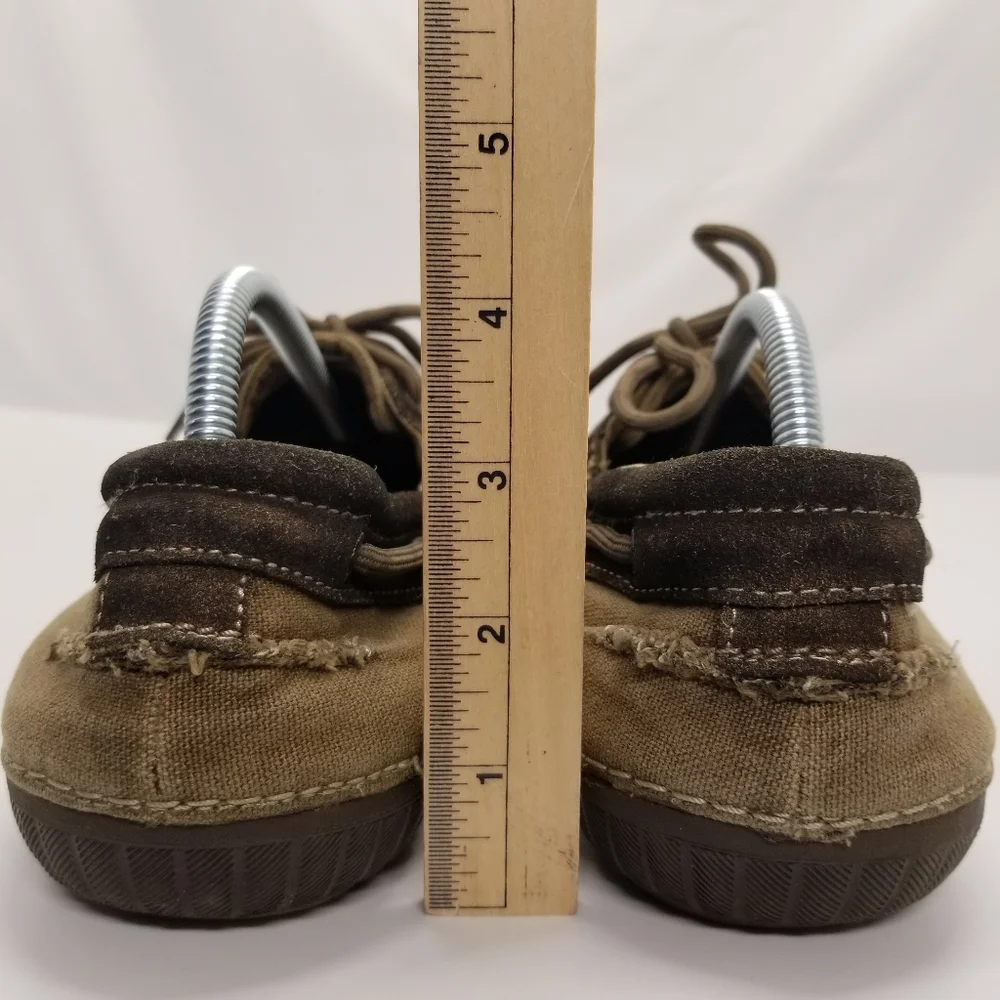 Sketchers Mens Size 10.5 Tan/Brown Textile Canvas Upper Loafer Lace Up Slip On